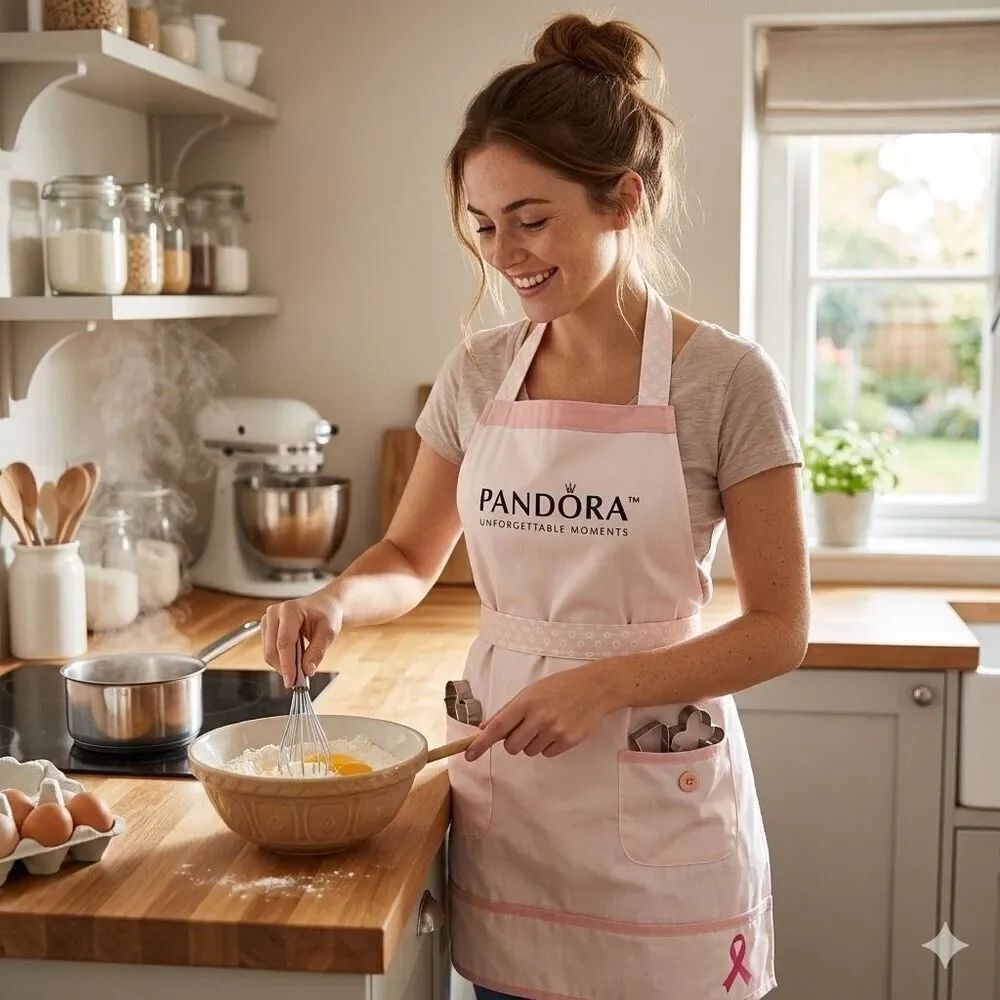 Pandora “ Unforgettable Moments “ promo apron. Breast cancer awareness